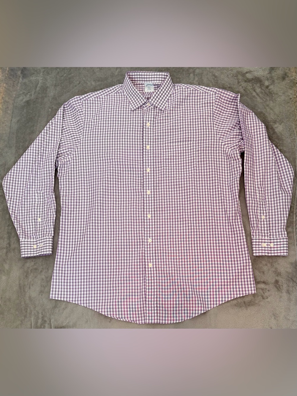 Brooks Brothers - Lavender Gingham - Men’s 346 Line - 18” Neck 36-37” Sleeve